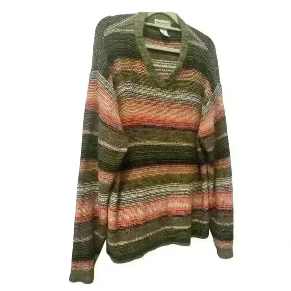 Norm Thompson Escape From The Ordinary VNeck Striped Sweater Womens XL - Picture 2 of 10